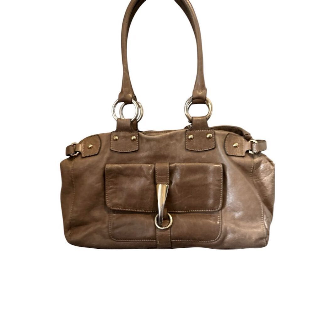 Barr + Barr Women's Brown Leather Shoulder Bag w/ Pockets & Quotes Lining - Picture 3 of 16